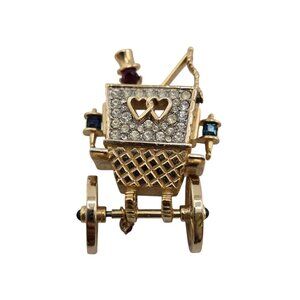 Rare and Fab Alfred Philippe Trifari Rhinestone Honeymoon Coach Brooch (A7814)